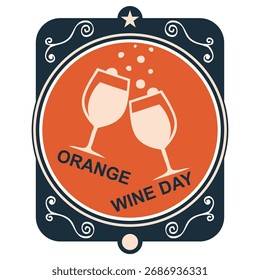 Adesivo do Dia do Vinho Laranja, ilustração vetorial