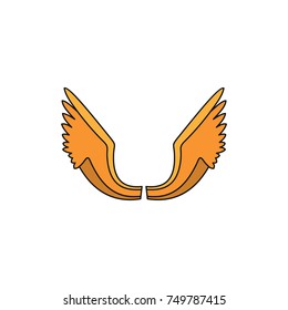 Orange wing cartoon icon for your design labels wing graphic and vector illustration