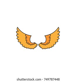 Orange wing cartoon icon for your design labels wing graphic and vector illustration