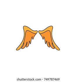 Orange wing cartoon icon for your design labels wing graphic and vector illustration