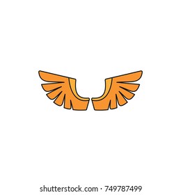 Orange wing cartoon icon for your design labels wing graphic and vector illustration
