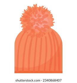 Orange winter hat icon cartoon vector. Scarf cap. Cold autumn