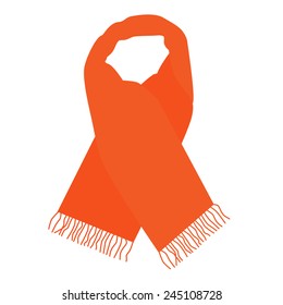 Orange winter scarf vector isolated, fashionable accessory