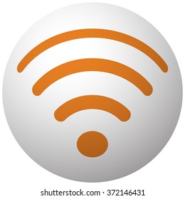 Orange Wireless icon on sphere isolated on white background