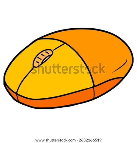 orange wireless mouse illustration hand drawn isolated vector