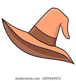 sombrero de bruja naranja. imagen del icono del garabato. caricaturista lindo dibujo de doodle