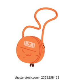 Orange Woman Handbag with Shoulder Strap Vector Illustration