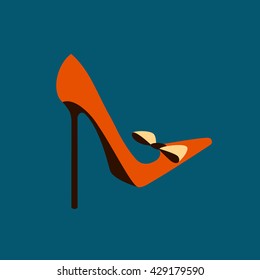 orange women's shoes with bowknot