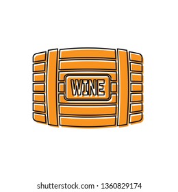 Orange Wooden barrel for wine icon isolated on white background. Vector Illustration
