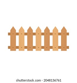 Orange wooden fence isolated on white background with parallel plank old. Vector illustration