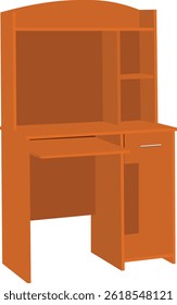 Orange wooden Study table or Desktop desk for study purpose.Table vector illustration isolated on white