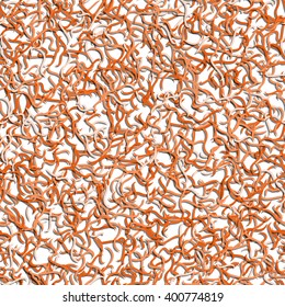 Orange wool. Cutted curve pieces of paper. Abstract seamless background