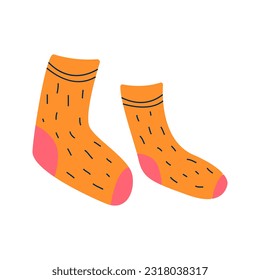 Orange wool socks. Flat vector illustration isolated on white background