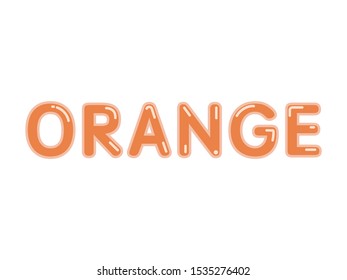 Orange word with glossy shiny varnish effect and flares vector title isolated on white background for design 