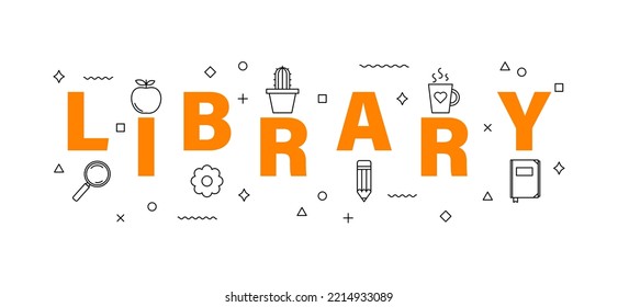 BIBLIOTECA de palabras naranjas sobre fondo blanco