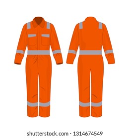 Orange work overalls with safety band isolated vector on the white background