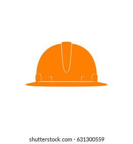 Orange Working Hard Hat, Safety Helmet on White Background , Vector Illustration