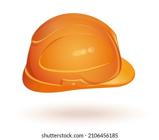 Orange working helmet side view. Hard hat icon. Realistic vector illustration isolated on white