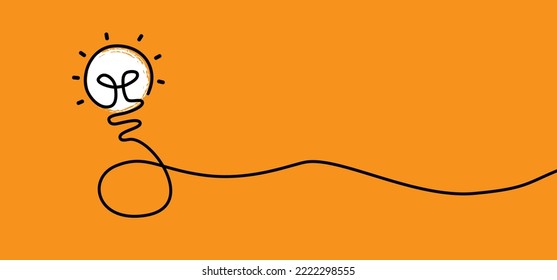 For orange the world. Comic brain electric lamp idea doodle FAQ, business loading concept Fun vector creative light bulb icon or sign ideas Brilliant lightbulb education  or inventions pictogram.