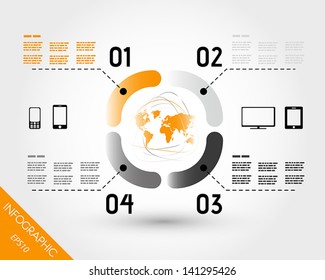 orange world infographic elements in ring. infographic concept.