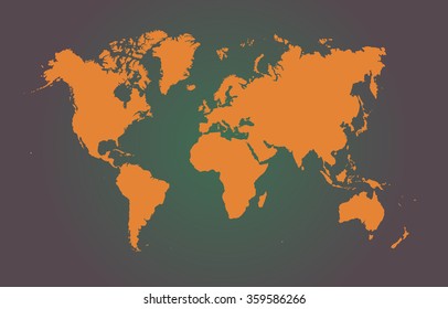 Orange world map background. Vector illustration