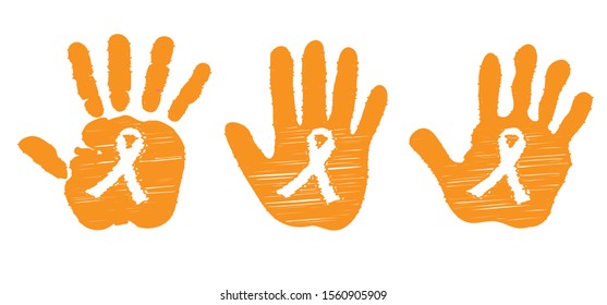 Orange the world White ribbon awareness day charity for the elimination of violence against women and girls abuse month November stop Orange background banner ribbons symbol Migrants aggression