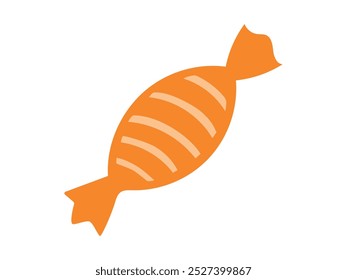 Orange wrapped candy icon isolated on a white background. Concept of sweet treat, confectionery, colorful candy, simple design. Ideal for print, web, and graphic elements.