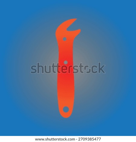 Orange wrench on a blue background for tightening and loosening fasteners