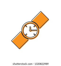 Orange Wrist watch icon isolated on white background. Wristwatch icon. Vector Illustration