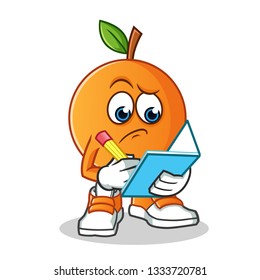 orange writing mascot vector cartoon illustration