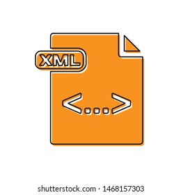 Orange XML file document. Download xml button icon isolated on white background. XML file symbol.  Vector Illustration