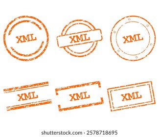 Orange xml stamps on white