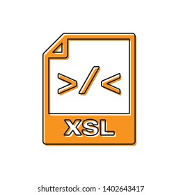 Orange XSL file document icon. Download xsl button icon isolated on white background. Excel file symbol. Vector Illustration