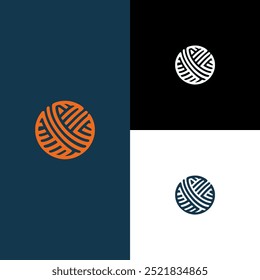 orange yarn ball handcraft logo vector illustration template design