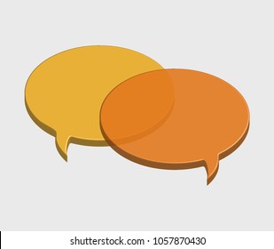 Orange and yellow 3D chat bubbles in vector graphics