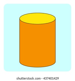 Orange and yellow 3D cylinder.  Vector illustration.