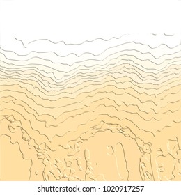 orange yellow abstract 3D wave pattern with rippled embossed lines and white border, vector illustration