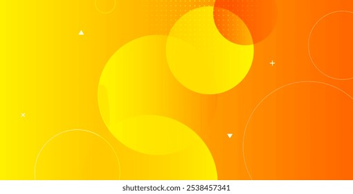 Orange and yellow abstract background featuring dynamic geometric circles. Ideal for banners, posters, wallpapers, and vibrant modern design projects.