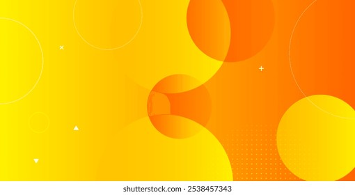 Orange and yellow abstract background featuring dynamic geometric circles. Ideal for banners, posters, wallpapers, and vibrant modern design projects.