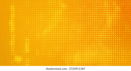Fondo abstracto amarillo anaranjado con patrones de puntos de semitonos y transiciones de gradiente suaves, ideal para diseños digitales modernos