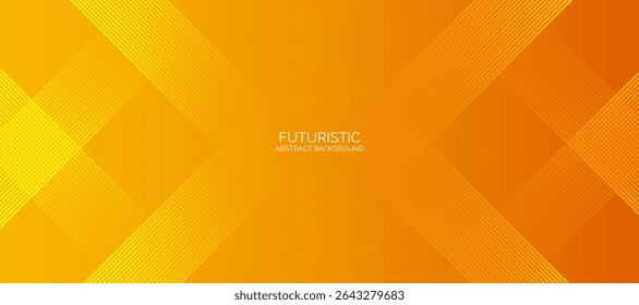 Orange and yellow abstract background. Geometric lines pattern. Modern orange and yellow gradient lines. Futuristic technology graphic design.