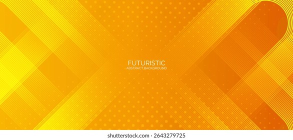 Fondo abstracto naranja y amarillo. Patrón de líneas geométricas. Modernas líneas de degradado naranja y amarillo. Diseño gráfico de tecnología futurista.