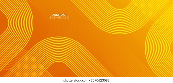 Orange and yellow abstract background. Glowing geometric lines pattern. Futuristic concept. Suit for brochure, banner, poster, cover, website, flyer