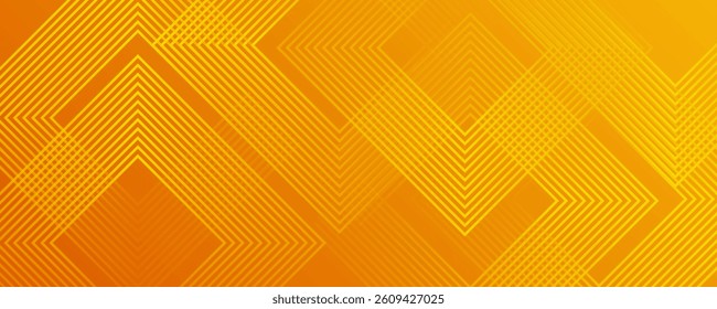 Orange and yellow abstract background with glowing geometric lines. Square lines pattern. Minimal geometric. Modern futuristic graphic.