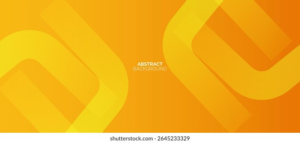 Laranja e amarelo Abstrato linhas geométricas fundo. Padrão moderno de linhas quadradas arredondadas amarelas. Estilo laranja e amarelo. Modelo de banner horizontal. 