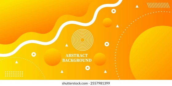 Orange and yellow abstract gradient background with wave pattern shape and geometric rounded shapes pattern vector illustration eps10. Perfect for modern projects basktop wallpaper banner poster.