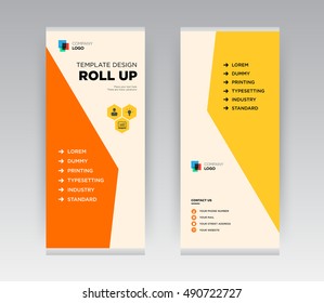 Orange & Yellow Architecture Modern Creative Abstract Shapes Roll Up Banner Stand brochure flyer flat design template with new trend concept. Cover presentation. Corporate Layout. Stock vector. EPS