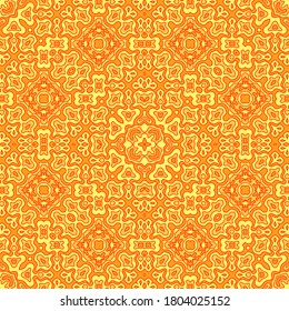 Orange yellow autumn colors seamless patterb vector graphic design. African style ethnic ornament.