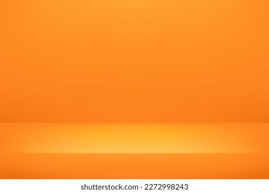 Orange, Yellow Background. Empty orange studio room. blank stand display or showing product. Space for selling products on the website. Vector illustration.