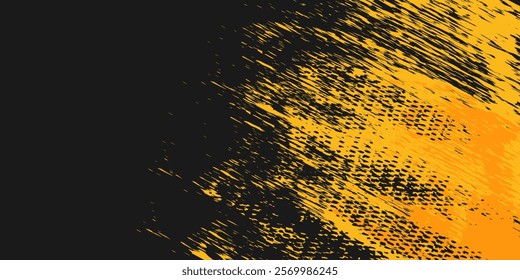 Orange and yellow background with halftone dot pattern elements. Abstract grunge brush background. Retro comic concept for your graphic design, banner or poster